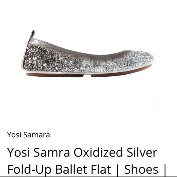 Yosi Samra Oxidized Silver Ombre Glitter Serena Foldable Ballet Flat Shoes 8 - Picture 3 of 16